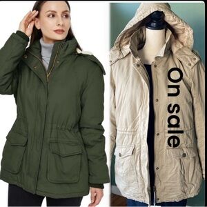 New Sz M Womens brown winter Sherpa lined business casual jacket with hood